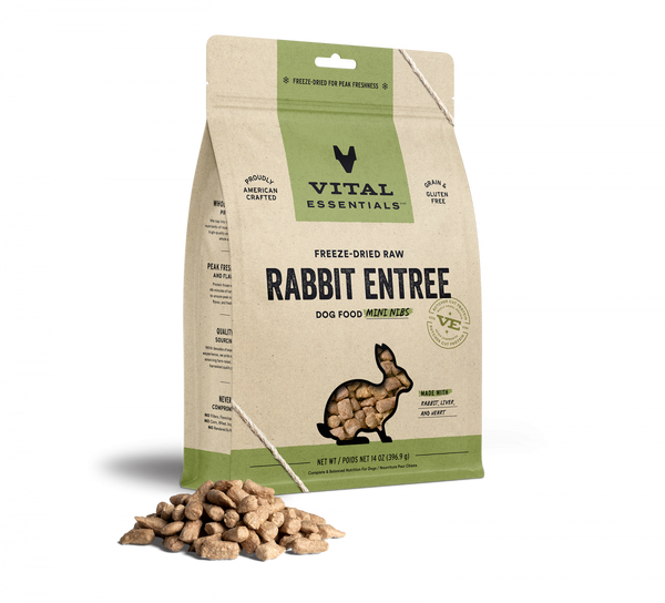 Vital Essentials Grain Free Rabbit Mini Nibs Entree Freeze Dried Dog Food