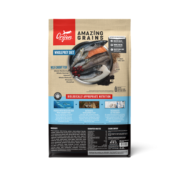 Orijen Amazing Grains Six Fish Dry Dog Food Mackerel, Herring, Salmon, Pilchard, Flounder & Monkfish