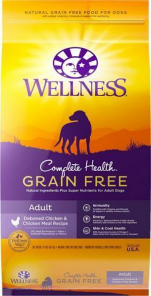 Wellness Complete Health Natural Adult Grain Free Deboned Chicken and Chicken Meal Recipe Dry Dog Food