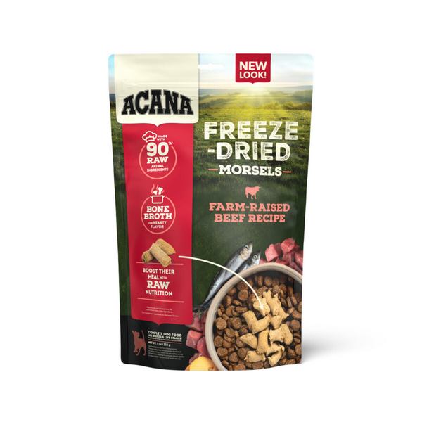ACANA Freeze Dried Dog Food & Topper, Grain Free, High Protein,  Fresh & Raw Animal Ingredients, Ranch-Raised Beef Recipe, Morsels