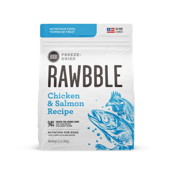 Bixbi Rawbble Freeze Dried Grain Free Chicken Salmon Recipe for Dogs