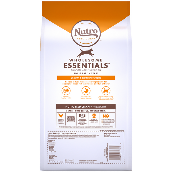 Nutro Wholesome Essentials Indoor Chicken and Brown Rice Recipe Adult  Dry Cat Food