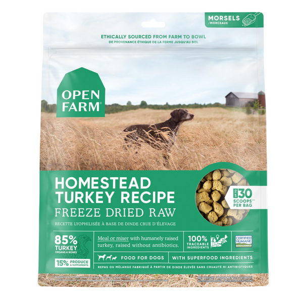 Open Farm Grain Free Homestead Turkey Morsels Freeze Dried Raw Dog Food