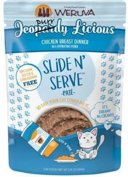 Weruva Slide N' Serve Grain Free Jeopurrdy Licious Chicken Dinner Wet Cat Food Pouch