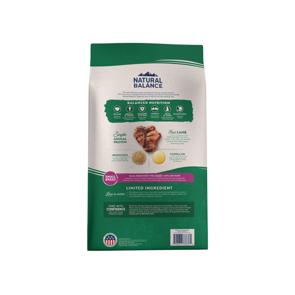 Natural Balance Limited Ingredient Dry Dog Food, Lamb & Brown Rice Small Breed Bites Recipe