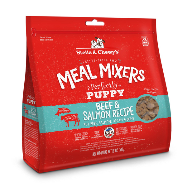 Stella & Chewys Freeze Dried Grain Free Raw Meal Mixers Crafted for Puppies Protein Rich Perfectly Puppy Beef & Salmon Recipe