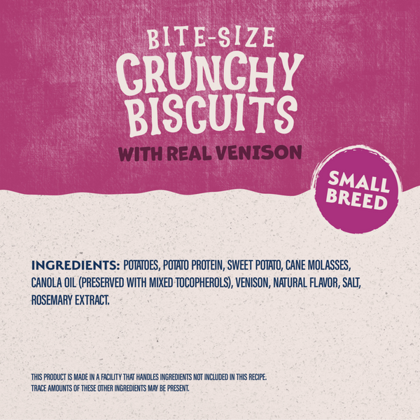 Natural Balance Rewards Crunchy Biscuits Dog Treats for Small Breeds with Real Venison