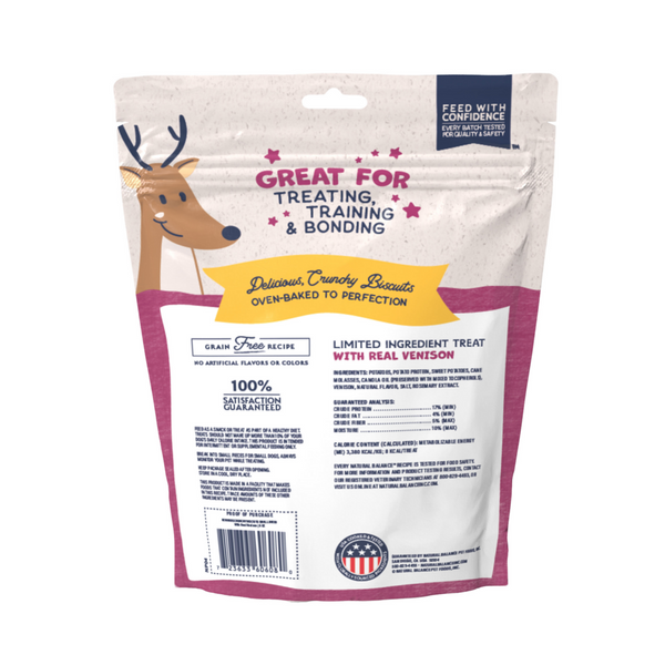 Natural Balance Rewards Crunchy Biscuits Dog Treats for Small Breeds with Real Venison