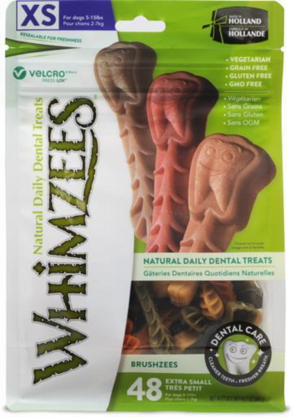 Whimzees Brushzees Natural Daily Dental Extra Small Breed Dog Treats