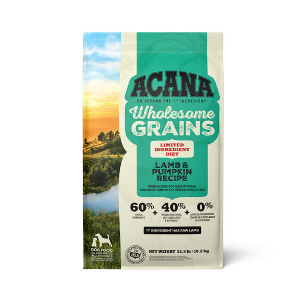 ACANA Wholesome Grains, Lamb & Pumpkin Recipe, Limited Ingredient Diet Dry Dog Food