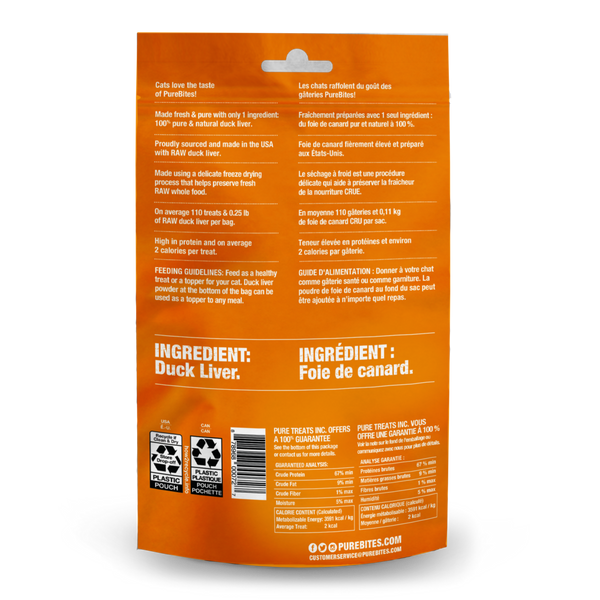 PureBites Freeze Dried Duck Liver Cat Treats
