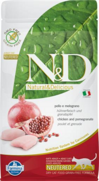 Farmina Prime N&D Natural & Delicious Grain Free Chicken & Pomegranate Neutered Adult Dry Cat Food