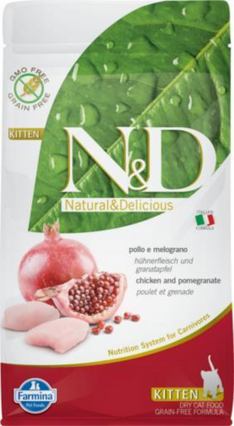 Farmina Prime N&D Natural and Delicious Grain Free Kitten Chicken & Pomegranate Dry Cat Food