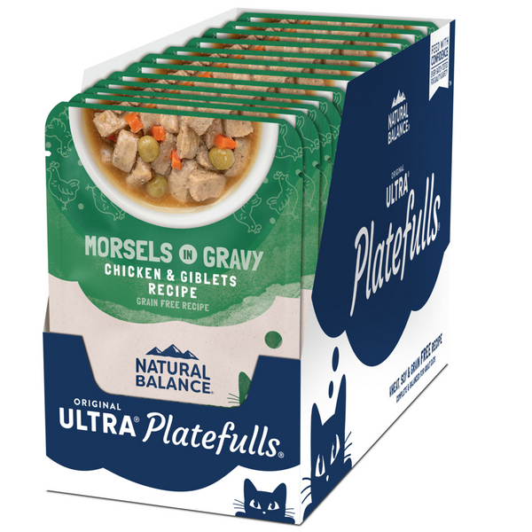 Natural Balance Original Ultra Platefulls Wet Cat Food, Chicken & Giblets Morsels in Gravy Recipe