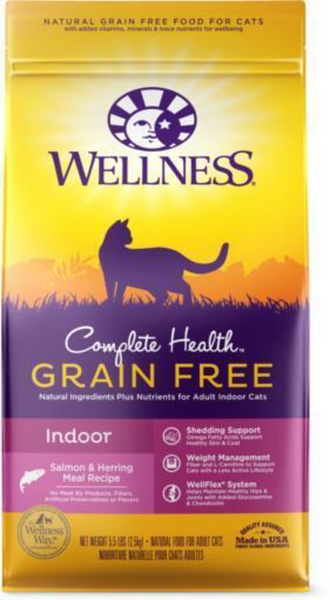 Wellness Complete Health Natural Indoor Adult Grain Free Salmon and Herring Dry Cat Food