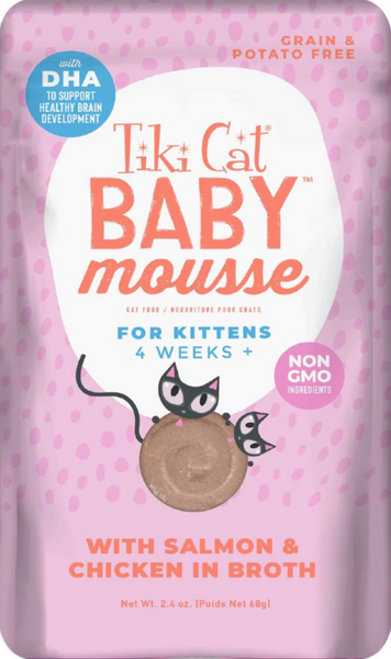 Tiki Cat Baby Mousse Salmon & Chicken Wet Cat Food for Kittens Food Pouch