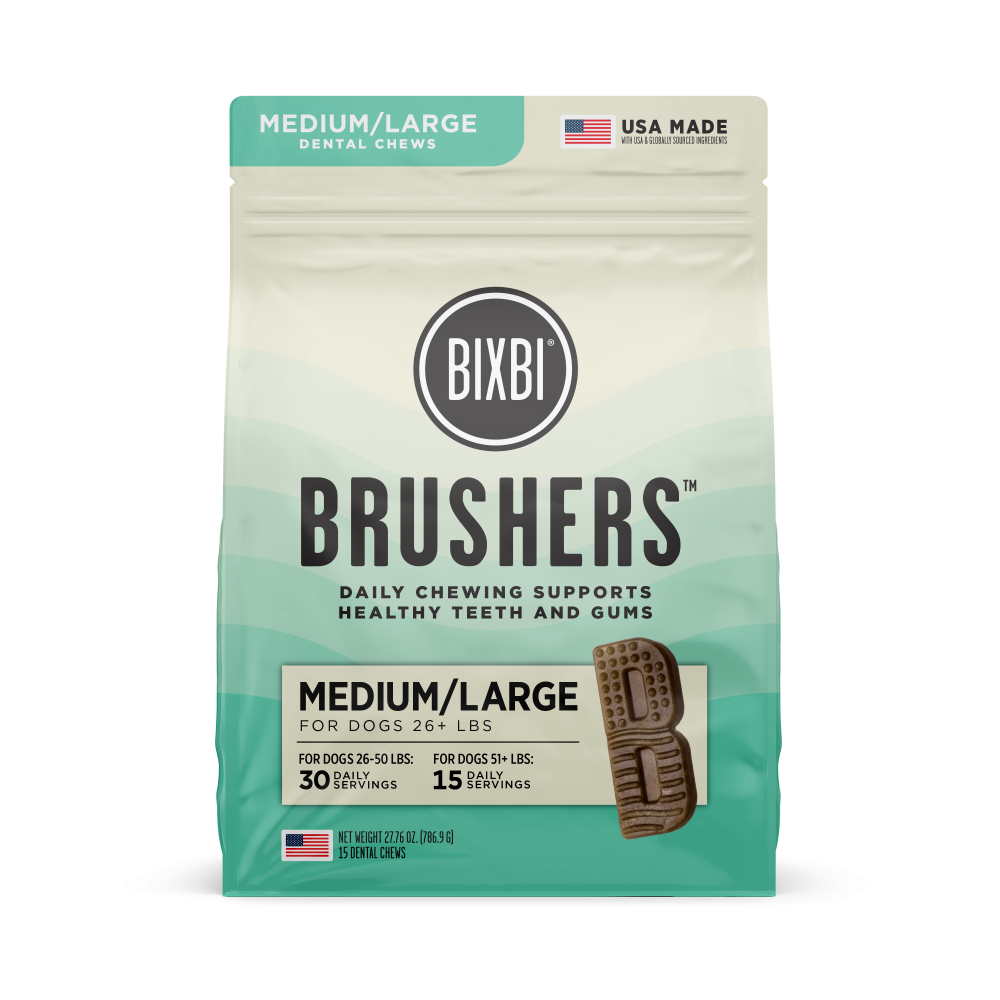 Bixbi Dog Brushers Dental Chew for Medium & Large Dogs