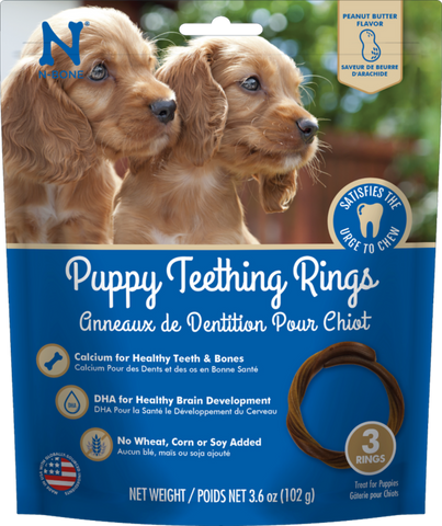 N-Bone Puppy Teething Rings Peanut Butter Flavor 3 Rings