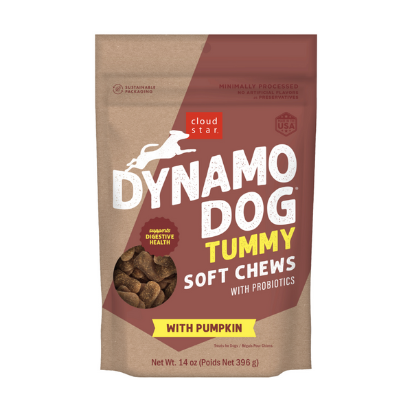 Cloud Star Dynamo Dog Tummy Soft Chews Grain Free Pumpkin & Ginger Dog Treats