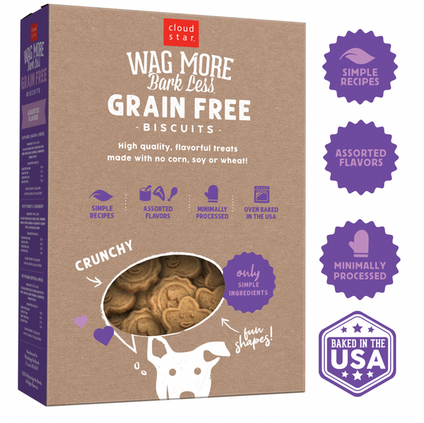 Wag More Bark Less Crunchy Grain Free Assorted Flavors Dog Treats