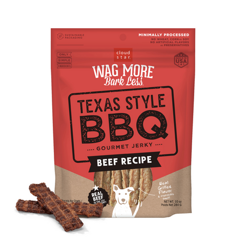 Cloud Star Wag More Bark Less Jerky Grain Free Texas BBQ Beef Dog Treats