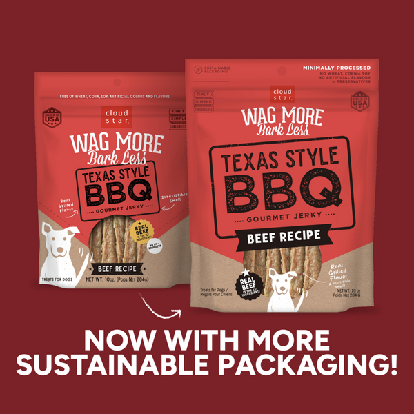 Cloud Star Wag More Bark Less Jerky Grain Free Texas BBQ Beef Dog Treats