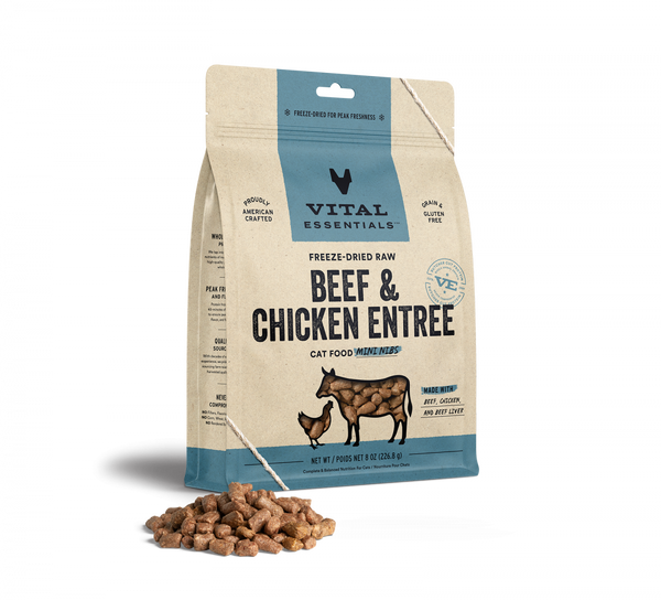 Vital Essentials Freeze Dried Raw Beef & Chicken Entree Cat Food Mini Nibs