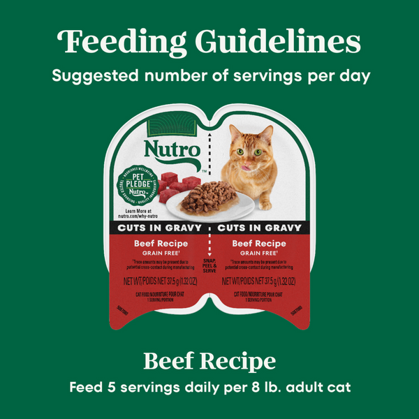 Nutro Perfect Portions Grain Free Cuts In Gravy Real Beef Recipe Wet Cat Food Trays