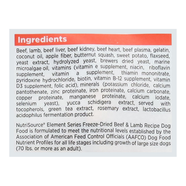 NutriSource Element Series Freeze Dried Raw Bites Beef and Lamb Recipe