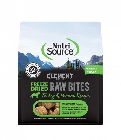 NutriSource Element Series Freeze Dried Raw Bites Turkey and Venison Recipe