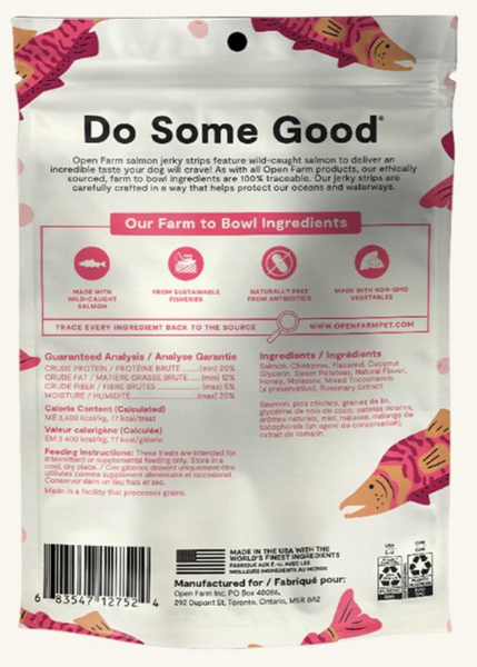 Open Farm Grain Free Wild Caught Salmon Jerky Strips Dog Treats