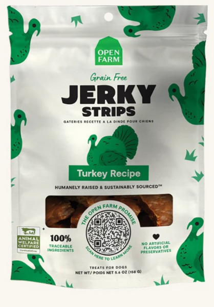 Open Farm Grain Free Turkey Jerky Strips Dog Treats
