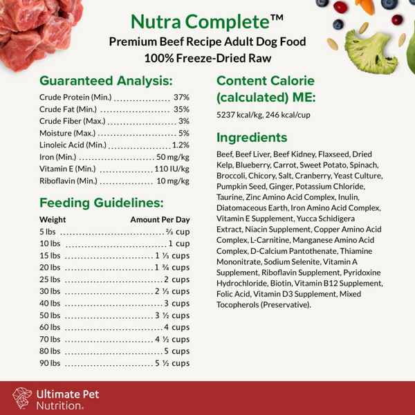 Ultimate Pet Nutrition Freeze Dried Nutra Complete Raw Beef Dog Food