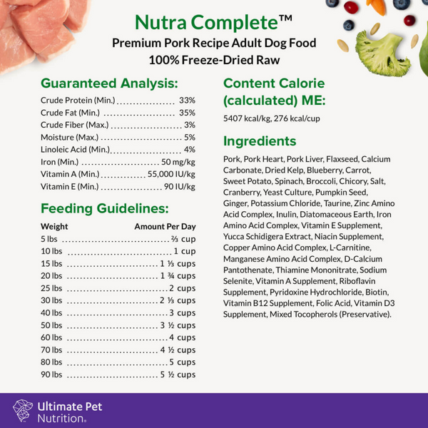 Ultimate Pet Nutrition Freeze Dried Nutra Complete Pork Dog Food