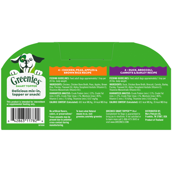 Greeinies Chicken and Duck Variety Pack of Dog Food
