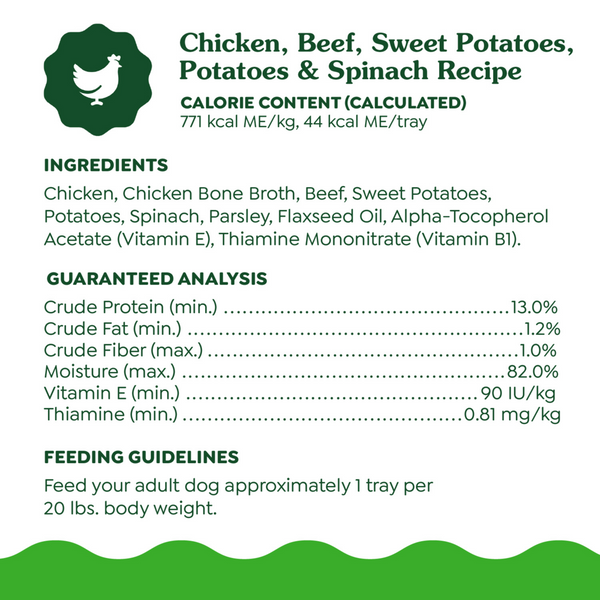Greenies Chicken Beef Sweet Potato Spinach and Potato in Bone Broth Wet Dog Food Topper