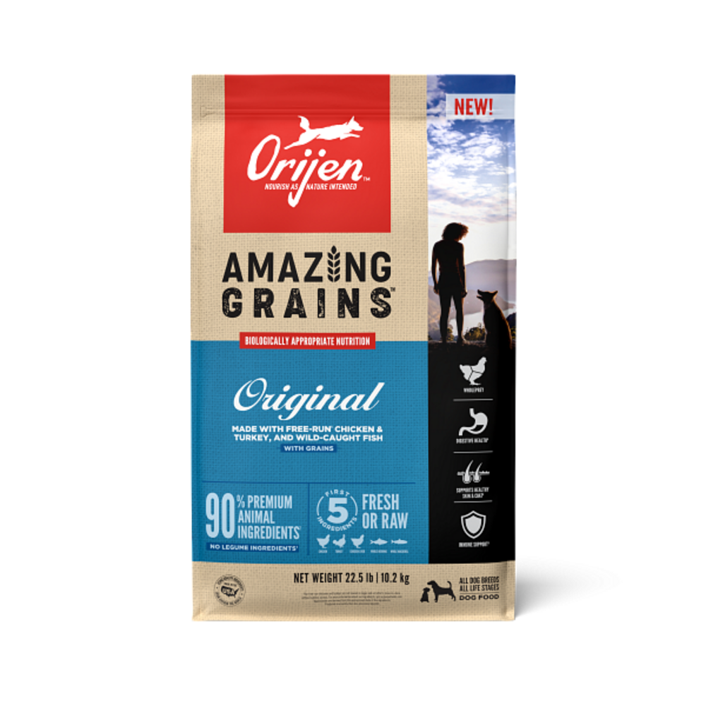 Orijen Amazing Grains Original Dry Dog Food Chicken, Turkey & Fish