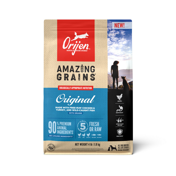 Orijen Amazing Grains Original Dry Dog Food Chicken, Turkey & Fish
