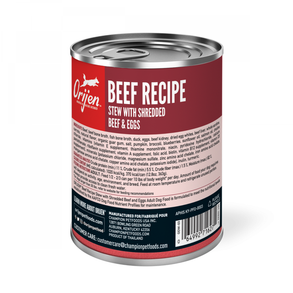 Orijen Beef Recipe Stew with Shredded Beef and Eggs Grain Free Dog Food