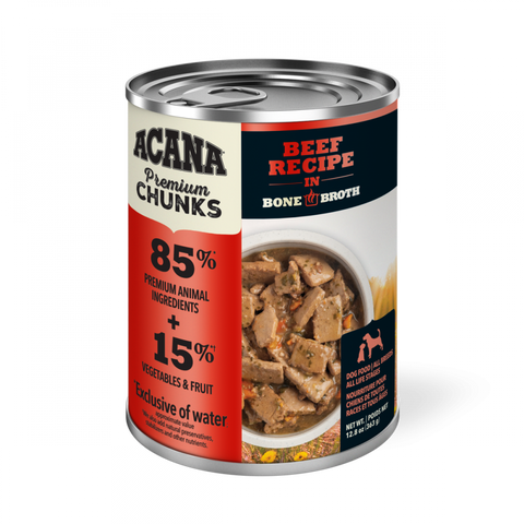 ACANA Premium Chunks Grainfree Beef Recipe in Bone Broth Wet Dog Food