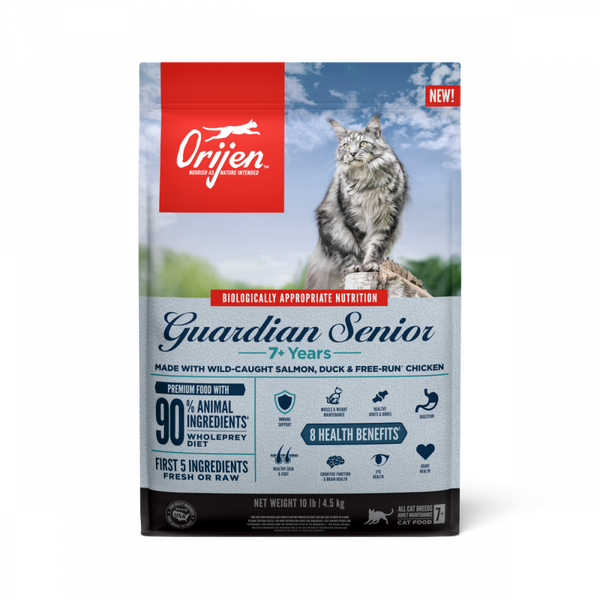 Orijen Dry Senior Cat Food Grain Free Premium High Protein Fresh & Raw Animal Ingredient Guardian Senior