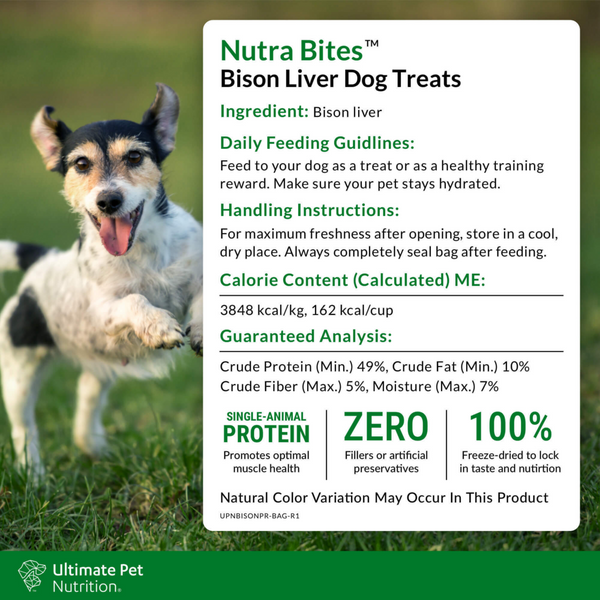 Ultimate Pet Nutrition Freeze Dried Nutra Bites Bison Liver Dog Treat