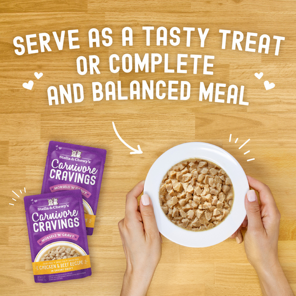 Stella & Chewy's Carnivore Cravings Morsels N Gravy Chicken & Beef Recipe Pouch Cat Food