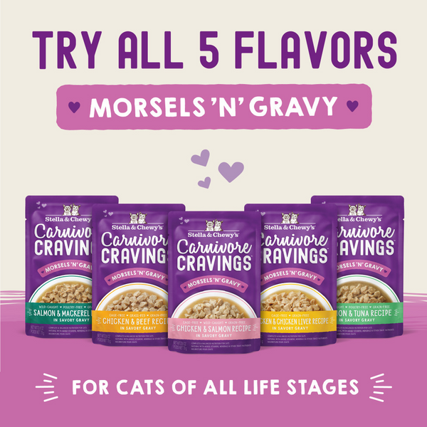 Stella & Chewy's Carnivore Cravings Morsels N Gravy Salmon & Tuna Recipe Pouch Cat Food