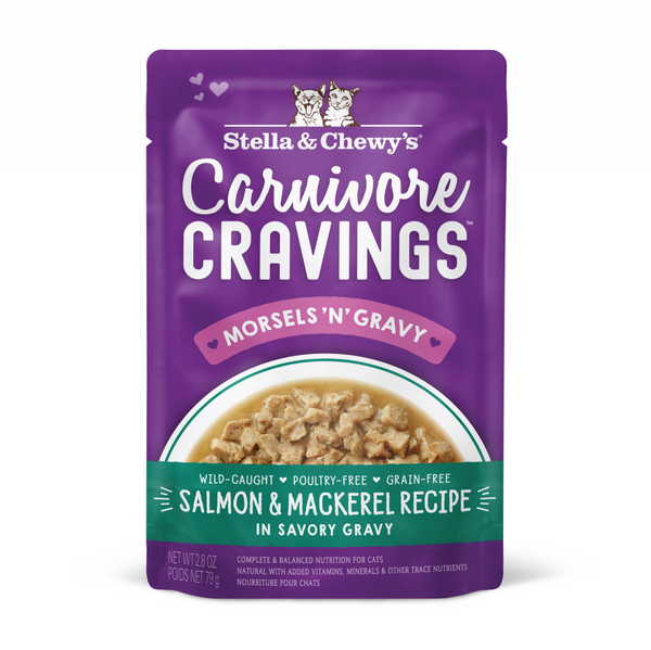 Stella & Chewy's Carnivore Cravings Morsels N Gravy Salmon & Mackerel Recipe Pouch Cat Food