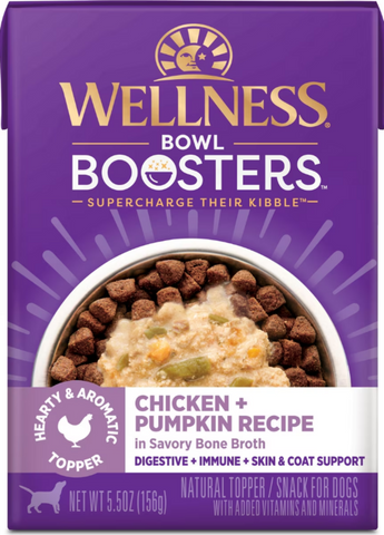 Wellness Bowl Boosters Hearty Toppers Chicken & Pumpkin Recipe in Savory Bone Broth Dog Food Toppers