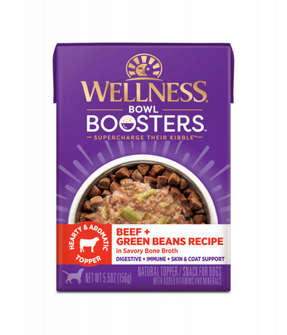 Wellness Bowl Boosters Hearty Toppers Beef & Green Beans Recipe in Savory Bone Broth Dog Food Toppers