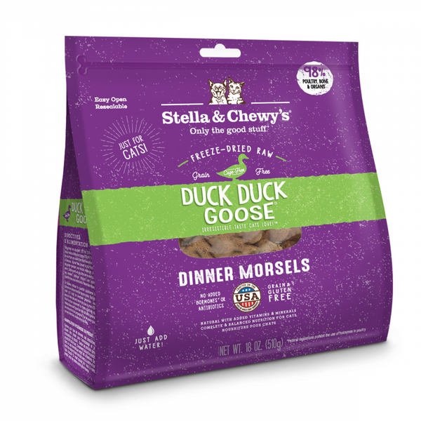 Stella & Chewy's Duck Duck Goose Grain Free Dinner Morsels Freeze Dried Raw Cat Food