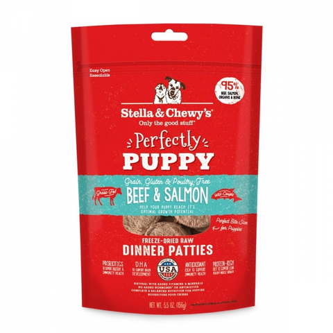 Stella & Chewy's Perfectly Puppy Freeze Dried Raw Beef and Salmon Dinner Patties Grain Free Dog Food