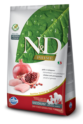 Farmina Prime N&D Natural & Delicious Grain Free Medium Adult Chicken & Pomegranate Dry Dog Food